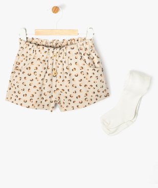 Ensemble 2 pièces short + collants bébé fille vue1 - GEMO(BEBE DEBT) - GEMO