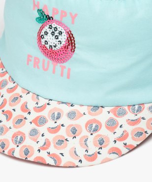 Casquette en toile imprimée et à paillettes bébé fille vue2 - GEMO(BEBE DEBT) - GEMO