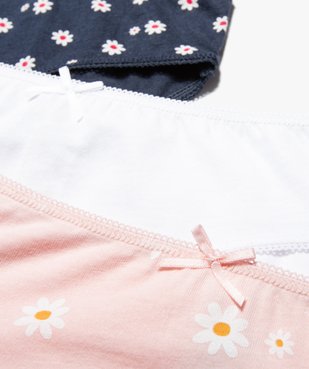 Culottes fille à motifs fleuris en coton biologique  (lot de 3) vue2 - GEMO 4G FILLE - GEMO