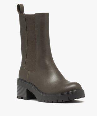 Boots femme unies à talon large et semelle crantée vue3 - GEMO(URBAIN) - GEMO