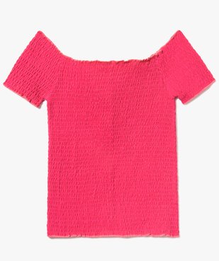 Tee-shirt à smocks et épaules dénudées vue1 - GEMO (JUNIOR) - GEMO