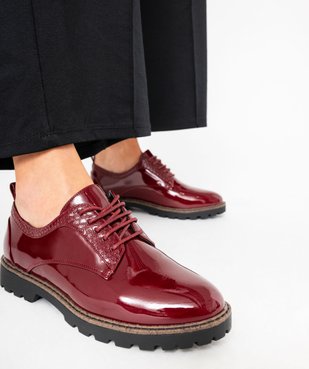 Derbies femme unis à semelle crantée détails fantaisie vue1 - GEMO (CASUAL) - GEMO