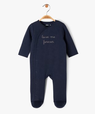 Pyjama bébé ouverture devant avec message brodé vue1 - GEMO 4G BEBE - GEMO