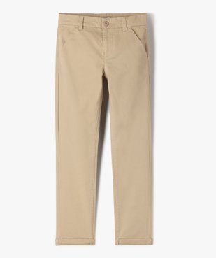 Pantalon garçon chino uni à revers vue1 - GEMO 4G GARCON - GEMO