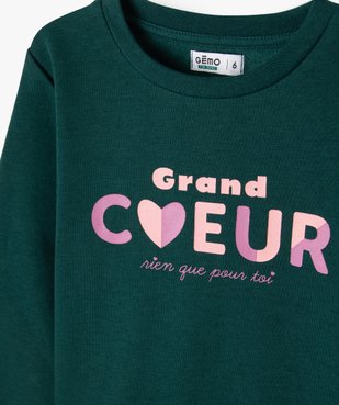 Sweat molletonné avec motif girly fille vue2 - GEMO 4G FILLE - GEMO