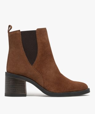 Bottines Chelsea en cuir à talon haut et large femme - Tanoo vue1 - TANEO - GEMO