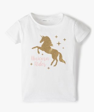 Tee-shirt fille avec motif pailleté sur l’avant vue1 - GEMO (ENFANT) - GEMO