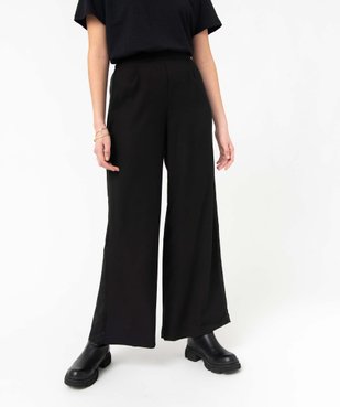 Pantalon femme coupe large avec bandes satinées sur les côtés vue1 - GEMO(FEMME PAP) - GEMO