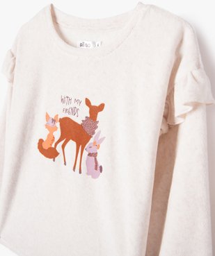 Pyjama en velours à motifs animaux fille vue2 - GEMO (ENFANT) - GEMO