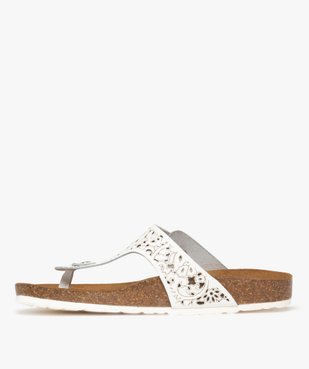 Mules femme en cuir avec bride entre-doigts ajourée style casual vue3 - GEMO (CASUAL) - GEMO