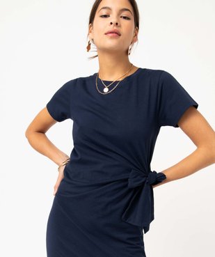 Robe tee-shirt femme avec noeud à la taille vue2 - GEMO(FEMME PAP) - GEMO