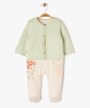 Ensemble 2 pièces bébé fille combinaison et gilet vue1 - GEMO 4G BEBE - GEMO