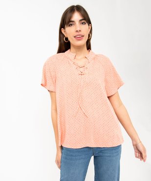 Blouse à manches courtes en crêpe de viscose imprimé femme vue1 - GEMO(FEMME PAP) - GEMO