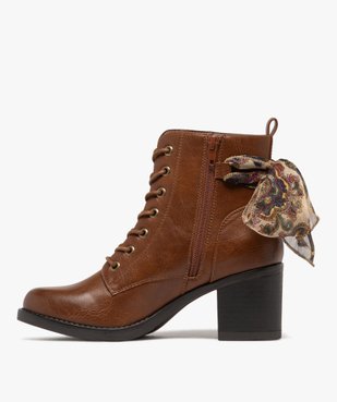 Bottines femme à talon avec lacets et zip foulard fantaisie noué vue4 - GEMO(URBAIN) - GEMO