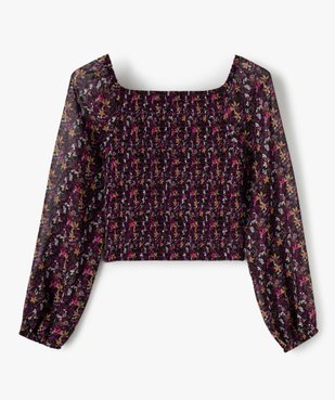 Chemise fille smockée à motifs fleuris vue3 - GEMO (JUNIOR) - GEMO