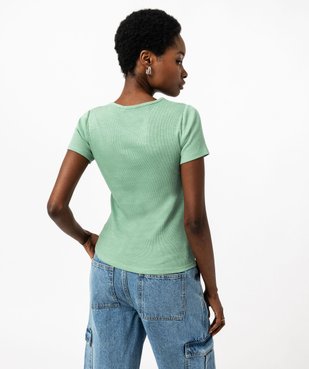 Tee-shirt manches courtes en maille côtelée femme vue3 - GEMO 4G FEMME - GEMO