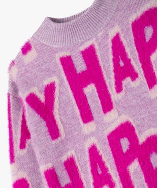 Pull en maille peluche avec inscriptions fille vue3 - GEMO (ENFANT) - GEMO