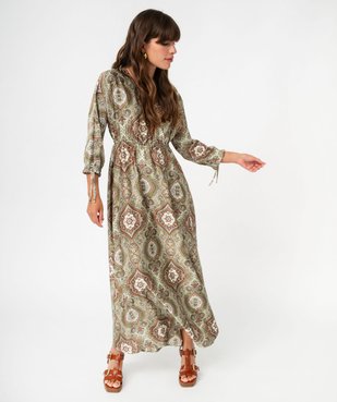 Robe longue imprimée en matière satinée femme vue1 - GEMO(FEMME PAP) - GEMO