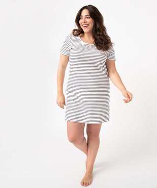 Chemise de nuit à manches courtes avec motifs femme grande taille vue1 - GEMO 4G FEMME - GEMO