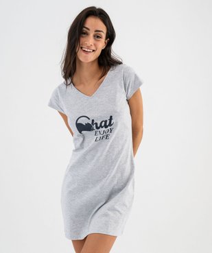 Chemise de nuit imprimée à manches courtes femme vue1 - GEMO 4G FEMME - GEMO