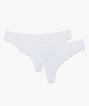 Tanga sans coutures en microfibre et dentelle femme (lot de 2) vue8 - GEMO 4G FEMME - GEMO