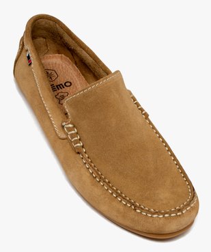 Mocassins homme unis dessus en cuir suédé à semelle crantée vue6 - GEMO (CASUAL) - GEMO