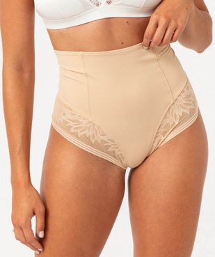 Culotte taille haute gainante en dentelle et microfibre femme vue3 - GEMO(HOMWR FEM) - GEMO