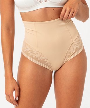 Culotte femme taille haute gainante en dentelle et microfibre vue2 - GEMO(HOMWR FEM) - GEMO