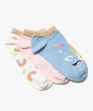 Chaussettes ultra-courtes à motifs pailletés fille (lot de 3) vue1 - GEMO (ENFANT) - GEMO