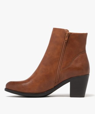 Bottines à talon carrée avec trois boutons fantaisie et à zip vue4 - GEMO 4G FEMME - GEMO