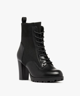 Boots femme à talon col strech avec plateforme crantée vue2 - GEMO(URBAIN) - GEMO