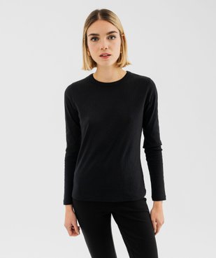 Tee-shirt manches longues en maille côtelée femme vue1 - GEMO 4G FEMME - GEMO