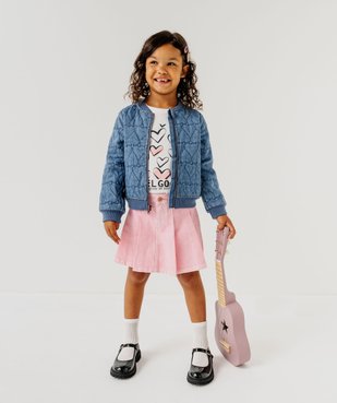 Jupe short en toile denim colorée fille vue10 - GEMO (ENFANT) - GEMO