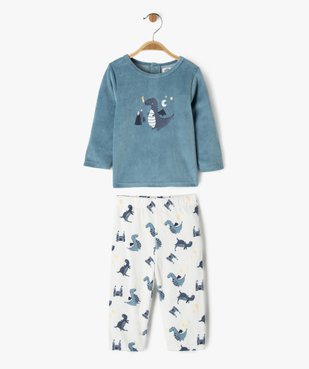 Pyjama en velours 2 pièces à motifs dinosaures bébé garçon vue1 - GEMO 4G BEBE - GEMO