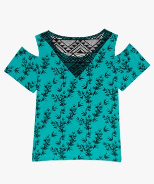 Blouse fille imprimée dos crocheté à épaules dénudées et nœud vue2 - GEMO (JUNIOR) - GEMO