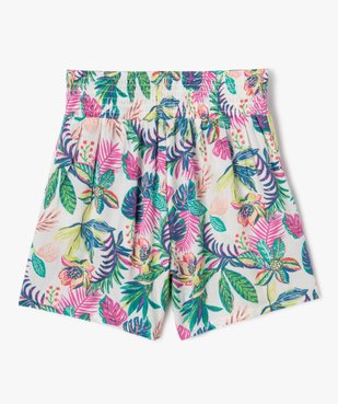 Short fille à motifs fleuris avec ceinture smockée vue3 - GEMO 4G FILLE - GEMO