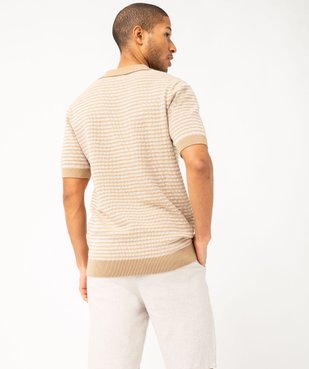 Polo manches courtes en maille texturée homme vue3 - GEMO (HOMME) - GEMO