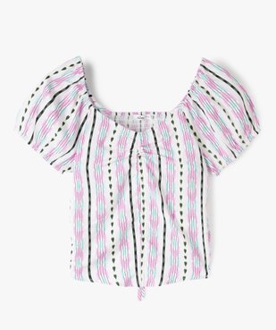 Blouse fille courte à dos smocké vue1 - GEMO (JUNIOR) - GEMO