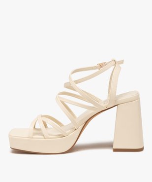 Sandales femme à talon flare unies avec fines brides entrelacées vue4 - GEMO(URBAIN) - GEMO