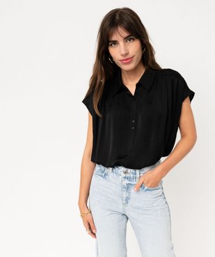 Chemise manches courtes en matière satinée femme vue1 - GEMO(FEMME PAP) - GEMO