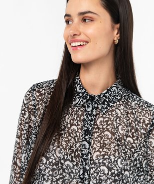 Blouse à manches longues en voile avec fils scintillants femme vue2 - GEMO 4G FEMME - GEMO