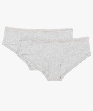 Shorty en coton stretch avec ceinture dentelle femme (lot de 2) vue6 - GEMO 4G FEMME - GEMO