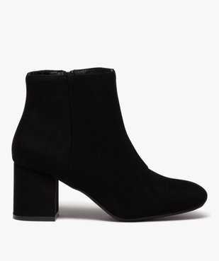 Boots femme à talon carré en velours uni et à zip vue1 - GEMO 4G FEMME - GEMO