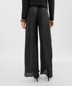 Pantalon large et fluide en maille plissée et pailletée femme vue4 - GEMO(FEMME PAP) - GEMO