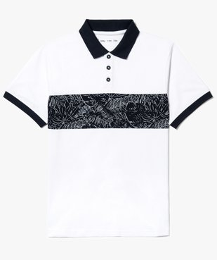 Polo bicolore avec empiècement à motif jungle vue2 - GEMO (JUNIOR) - GEMO