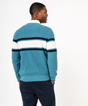 Pull à col rond en coton à rayures homme vue3 - GEMO (HOMME) - GEMO