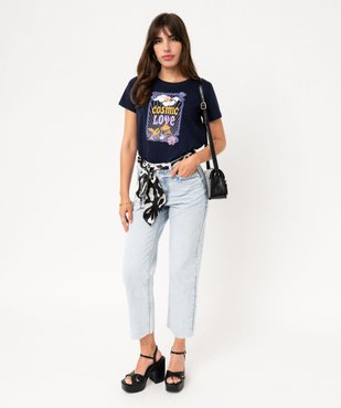 Jean délavé coupe cropped straight taille haute femme vue5 - GEMO(FEMME PAP) - GEMO