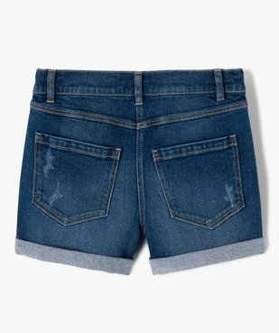 Short fille en jean avec revers cousus vue3 - GEMO (JUNIOR) - GEMO