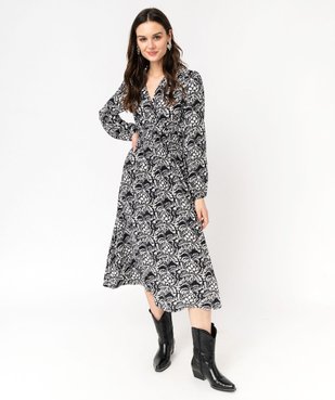 Robe longue à motifs fleuris décolleté cache-coeur femme vue2 - GEMO(FEMME PAP) - GEMO