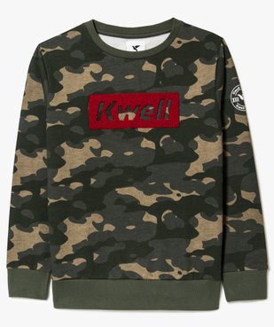 Sweat garçon à motifs camouflage avec empiècement bouclette - Kwell vue2 - KWELL - GEMO